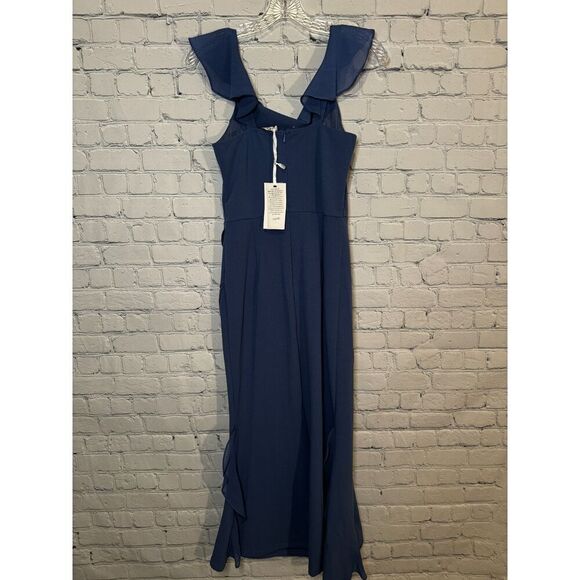 Women's Cowl Neck Sleeveless Ruffled Dress High Slit Cocktail Party Maxi Dress​ - Picture 15 of 15